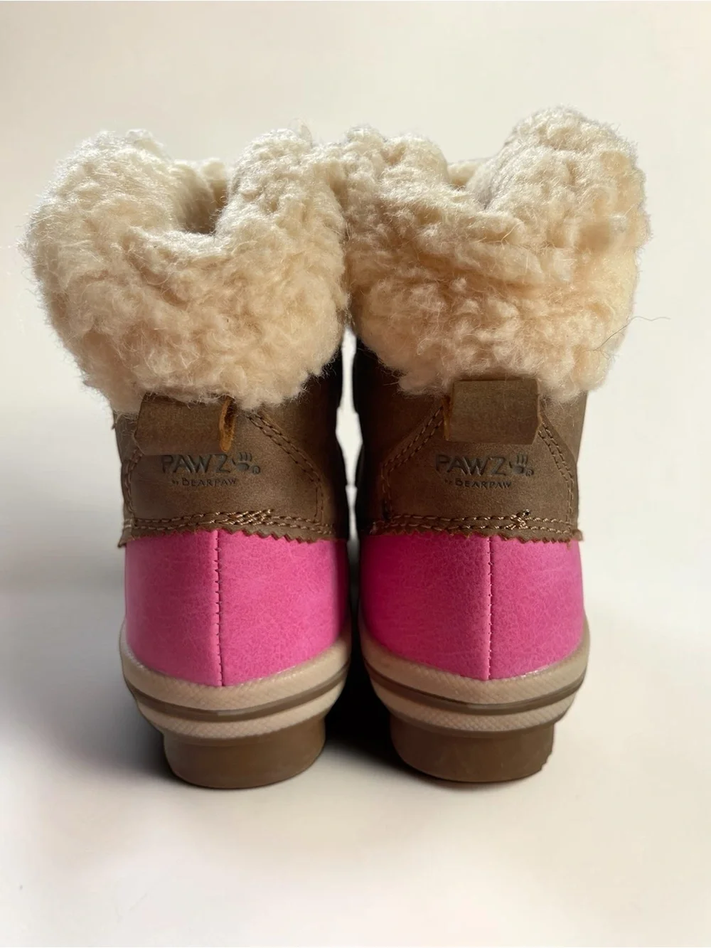PAWZ by BEARPAW EUC/NWOT Hot Pink & Brown Wool Blend Lined Winter Boots